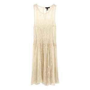 Forever 21 Lace Cover Up Womens Small Beige Sheer Mesh Sleeveless Boho Festival